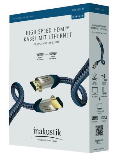 Cable HDMI-HDMI plugs 0.75m (HDMI 2.0), in-akustik PREMIUM HDMI-HDMI/0.75/PREM 4001985507542