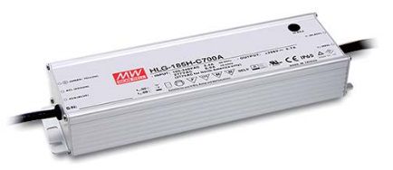 185W ühe väljundiga konstantse voolu LED toiteallikas 700mA 143-286V, reguleeritud + timmimine, PFC, IP65, MEAN WELL HLG-185H-C700AB