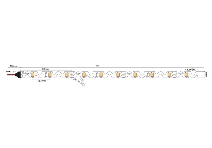 Светодиодная лента катушка 3м, 12V, 12W/m, 6500K, 890lm, IP20, S форма, PREMIUM LEMLUX HM-2835-60-Wm/S-PR