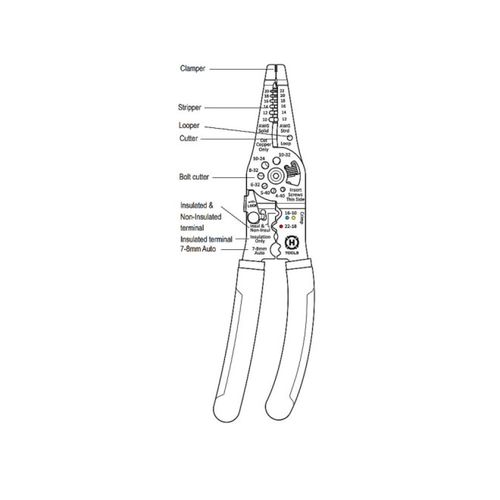 Multi-Purpose pliers for wire stripping, cables cutting and crimping HT-5321 Hanlong Tools HT-5321