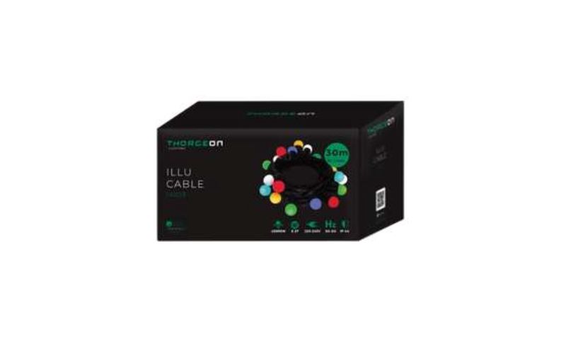 Garland ILLU, 30m, 60 x E27 bulb sockets, black, waterproof IP44, THORGEON 14003 4751029894571