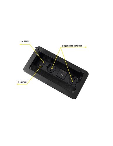 INBOX furniture socket, 2 x Schuko, 1x USB, 1x USB-C, HDMI, RJ45 INBOX-CZ-DE-1.5-02 5908293405777
