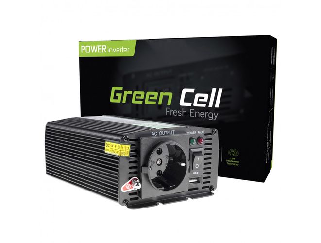 Автомобильный инвертор напряжения Green Cell 12 V до 230 V, 300 W / 600 W INV01DE 5902719422201