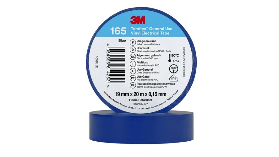 Vinüül elektriteip 3M Temflex 165 19mmx0.15mmx20m, sinine, 3M IZ/3M/165BU-20 4054596614253