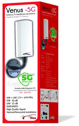 Антенна телевизионная усиленная наружная VHF/UHF 15 дБ с фильтром 5G JL45026/5G 8023389761296