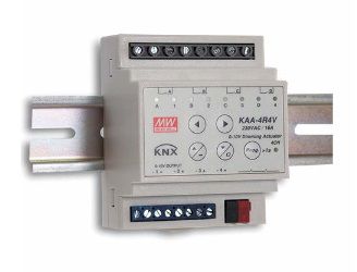 KNX LED actuator / dimmer universaalne 4-kanaliline kontrolle 10A, 1-10V, DIN-liistule, MEAN WELL KAA-4R4V-10