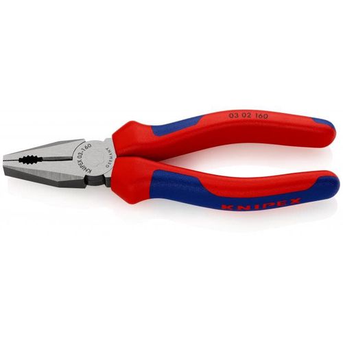 KNIPEX 03 02 160 Плоскогубцы комбинированные с многокомпонентными захватами черные атраментированные 160 мм KNIP/0302160