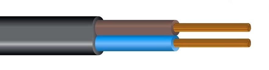 Kaabel must OMYp 2x0.75mm² (mitmekiuline, lame) H03VVH2-F RoHS L2/0.75DI/B 4779016543042