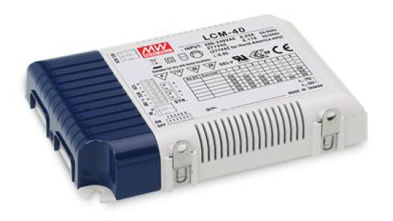 LED toiteplokk 42W, 2...100VDC, 350...1050mA, IP20, Multiple-Stage, dimmerdatav, MEAN WELL LCM-40