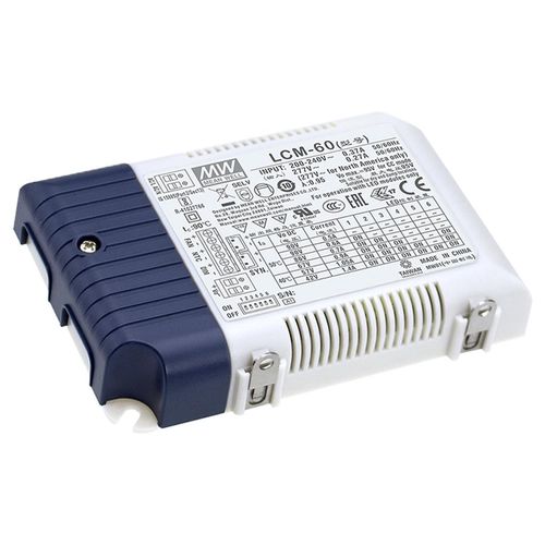 LED toiteplokk 60.3W, 2...90VDC; 500...1400mA, IP20, Multiple-Stage, dimmerdatav, MEAN WELL LCM-60