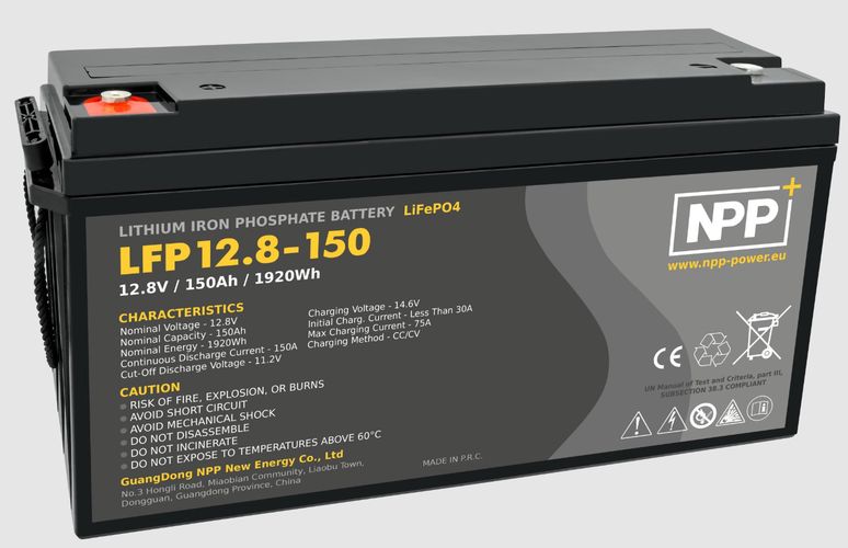 Аккумулятор LiFePO4 12.8V 150Ah с клеммами T16 (M8) NPP LFP12.8-150Ah 8719845200804