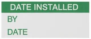 LABEL, DATE INSTALLED, PK350 7827291