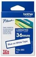 TAPE, BLUE ON WHITE, 36MM TZE-263