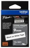 TAPE, BLACK ON WHITE, 9MM TZE-S221