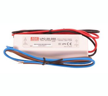 LED toiteplokk ühe väljundiga 16.8W, 9...48VDC, 350mA, 90...264VAC, IP67, MEAN WELL LPC-20-350