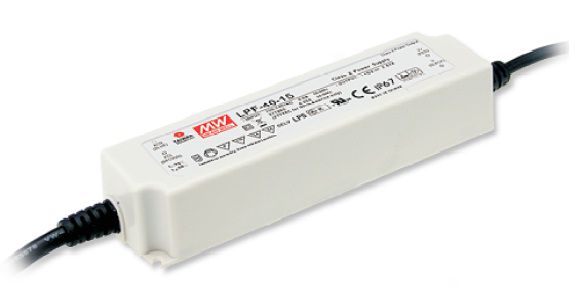 LED Impulsstoiteplokk 40W, 20VDC, 2A, 90...305VAC, PFC, IP67, MEAN WELL LPF-40-20