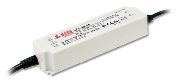 LED toiteplokk ühe väljundiga 60W, 24VDC, 2.5A, 90...305VAC, IP67, PFC, MEAN WELL LPF-60-24