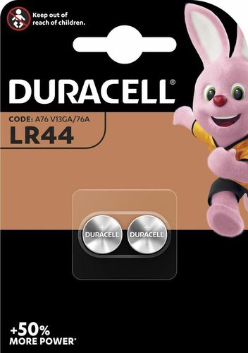 Alkaline Battery A76 (LR44, AG13, V13GA, PX76A,  L1154) 1.5V 105mAh Duracell (2pcs in blister) LR44/DUR-BL2 5000394504424