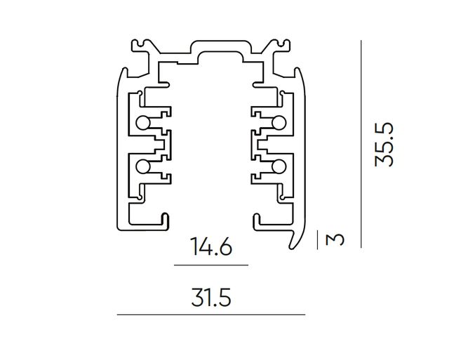 3-faasiline rööbas LUMICANTO 2m must PRIME 210585 5905378210585