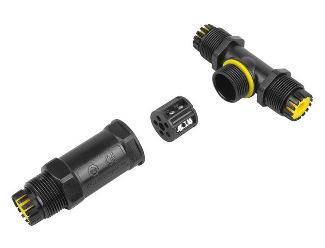 WATERPROOF 3-INLET CABLE JOINT WITH 5-WIRE CONNECTOR IP68, 250V1H LXZE58