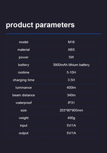 Фонарь с ручкой M16, 5Вт 400лм, 3900мАч, до 340м, с POWERBANK SUPERFIRE-M16 6956362931510