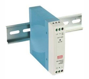 10W miniature single output DIN rail power supply 15V 0.67A, MEAN WELL MDR-10-15