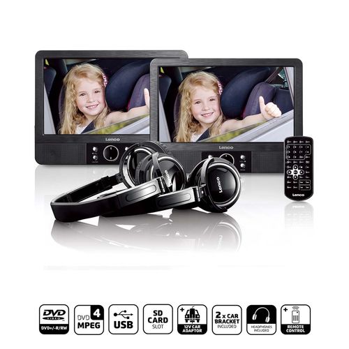 9 inch DVD dual screen with brackets and headphone Black MES-415 8711902041696