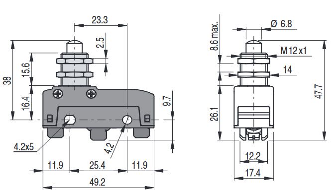 Mikrolüliti keermestatud kolviga MK V11D10, Pizzato MK-V11D10 8018851321986