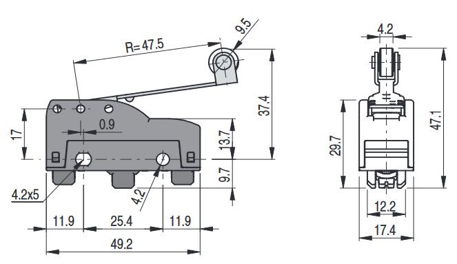 Rullkangiga mikrolüliti MK V11D40, Pizzato MK-V11D40 8018851322082