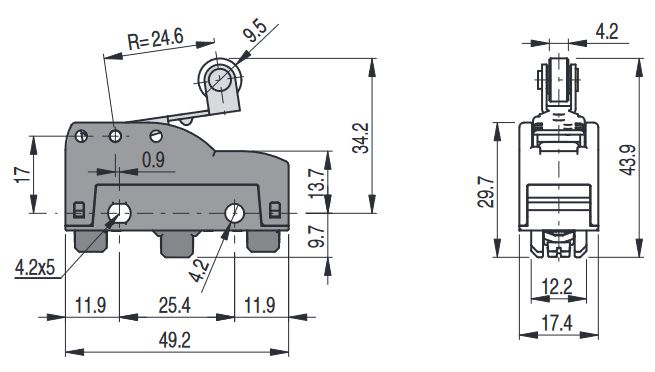 Микровыключатель MK V11D45 с коротким роликовым рычагом, Pizzato MK-V11D45 8018851322105