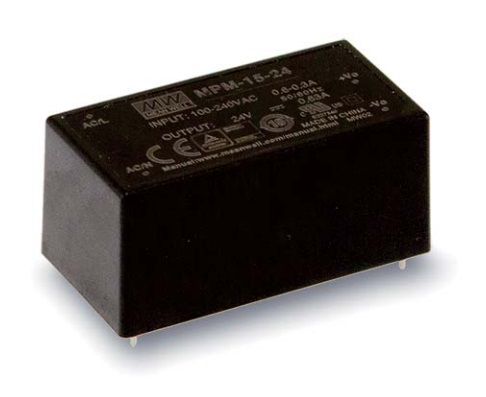 15W высоконадежный зеленый медицинский инкапсулированный 24V 0.63A, MEAN WELL MPM-15-24