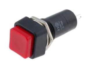 Switch:push-button; OFF-(ON) nonfixed, 2pins 3A/125VAC M12, red button M/MI/SQ/R