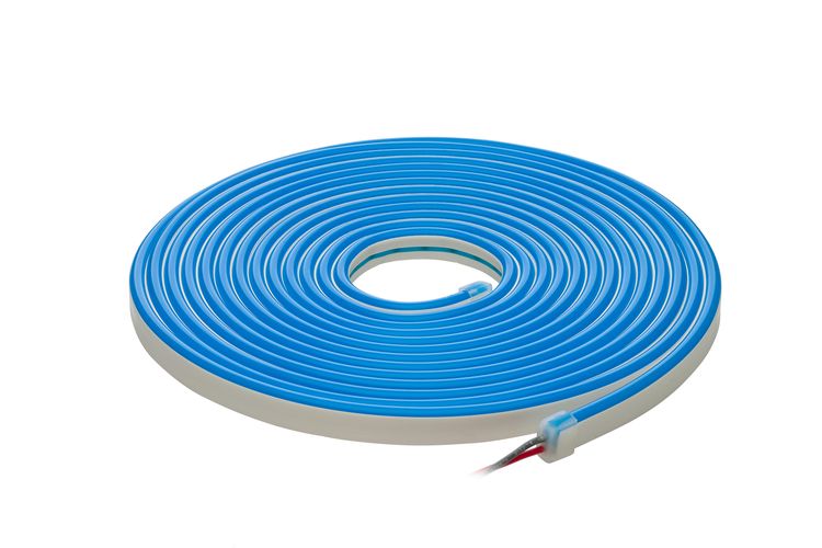 Светодиодная лента NEON FLEX 12Vdc, 7.2W/m, 1cm cut, BLUE, 6x12mm, 5m reel, IP67 NF-612-12V-B