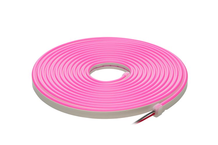 Светодиодная лента NEON FLEX 12Vdc, 7.2W/m, 1cm cut, PINK, 6x12mm, 5m reel, IP67 NF-612-12V-PI