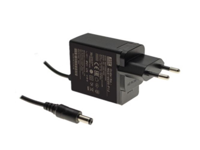 18W single output power supply 24V 0.75A plug in adaptor, 5.5x2.1mm, high reliable, extreme small, wall-mounted, Industrial, MEAN WELL NGE18E24-P1J