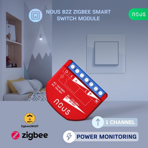 Nous B2Z ZigBee Smart Switch Module 1 channel, with Power Meter NOUS-B2Z