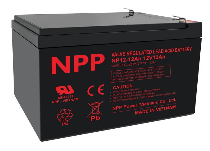 Aku 12V, 12Ah, T2 (F2) Pb AGM NPP NP12-12Ah 8719845000466; 8719845100470