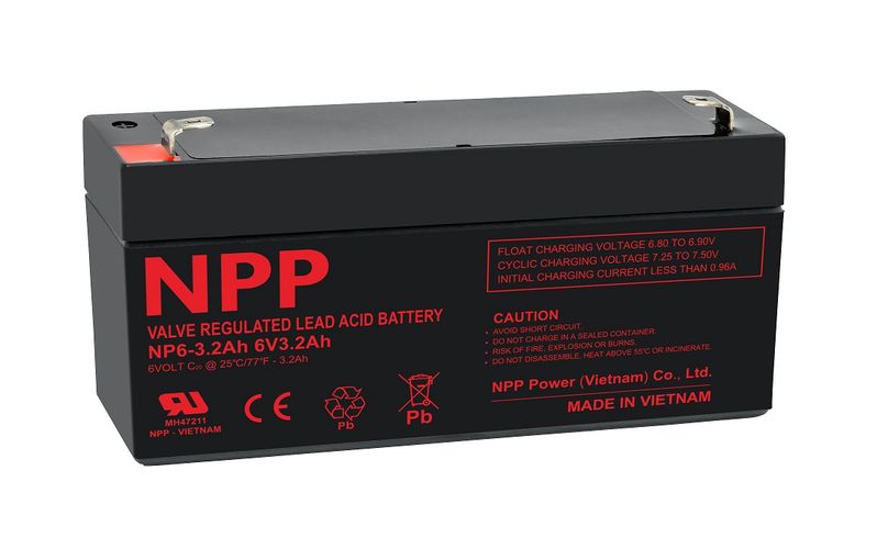 Battery 6V 3.2Ah T1(F1) Pb AGM NPP NP6-3.2Ah 8719845000053