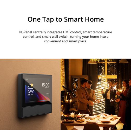 Smart home control panel for SONOFF ecosystem, with LCD screen and temperature sensor SONOFF-NS-PANEL 6920075776393