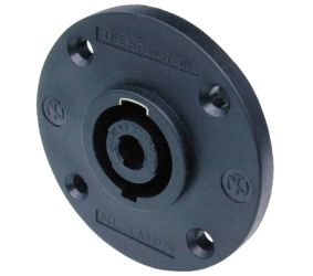 4 pole chassis connector, black round G-size flange, countersunk thru holes NTR-NL4MPR