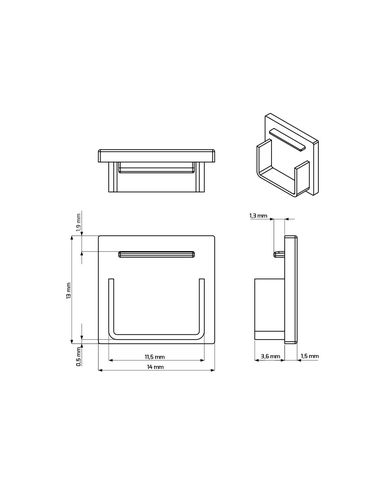 Otsakork LED profiilile LINE/DEOLINE, hall, ilma auguta OP2-EC-13x14-G-WOH 5900652147984
