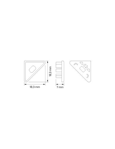 Endcap for LED profile CORNER LINE, gray, with hole OP2-EC-COR-G-WH 5908293402776