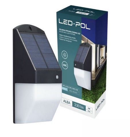 Solar LED lamp with motion sensor, 2W, 6500K, 330 Lm, IP54,  battery 1500mAh ORO10047 5902533197231