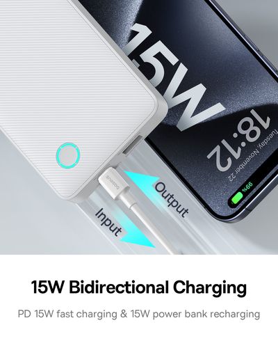 LiPo Powerbank 10000mAh 15W USB + USB-C Airpow Lite valge BASEUS P10067500213-00 6932172652609