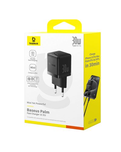 Настенное быстрое зарядное устройство Palm 30W USB-C QC3.0 PD3.0, черный P10111605113-00 6932172672775
