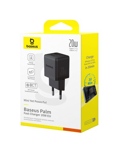 Настенное быстрое зарядное устройство Palm 20W USB + USB-C QC3.0 PD3.0, черный P10111608113-00 6932172672737