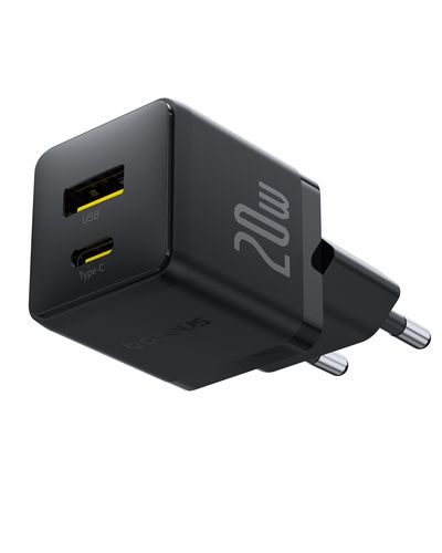 Wall Fast Charger Palm 20W USB + USB-C QC3.0 PD3.0 with USB-C Cable 1m, Black P10111608113-01 6932172677381