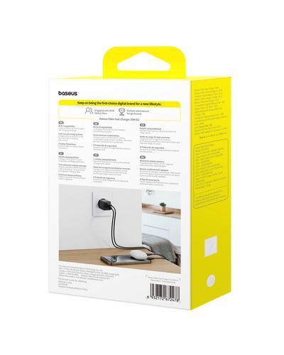 Wall Fast Charger Palm 30W USB + USB-C QC3.0 PD3.0, Black P1011160A113-00 6932172672478