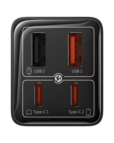 Wall Fast Charger GaN6 Pro 65W 2xUSB-A + 2xUSB-C QC PD with USB-C Cable 1m, Black P10162701113-00 6932172644444