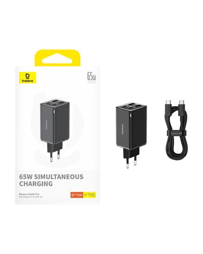 Wall Fast Charger GaN6 Pro 65W 2xUSB-A + 2xUSB-C QC PD with USB-C Cable 1m, Black P10162701113-00 6932172644444